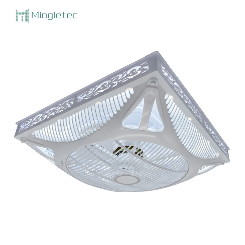 مروحة سقف صناعية مربعة مقاس 14 بوصة مزودة بإضاءة LED للاستخدام في غرفة النوم