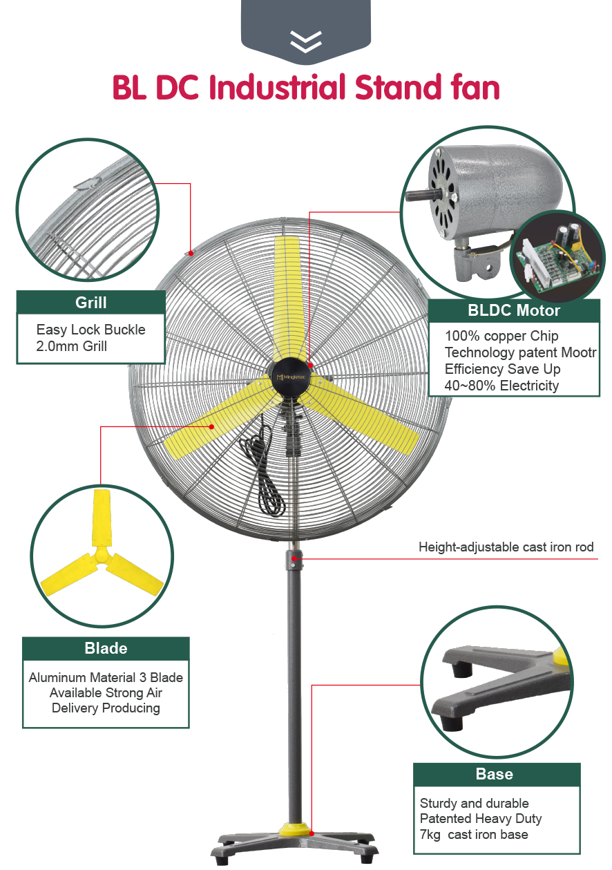 مروحة ستاند صناعية BLDC مقاس 36 بوصة