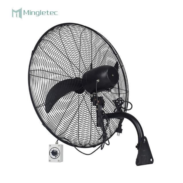مروحة تثبيت على الحائط باللون الأسود شديدة التحمل موفرة للطاقة في الهواء الطلق