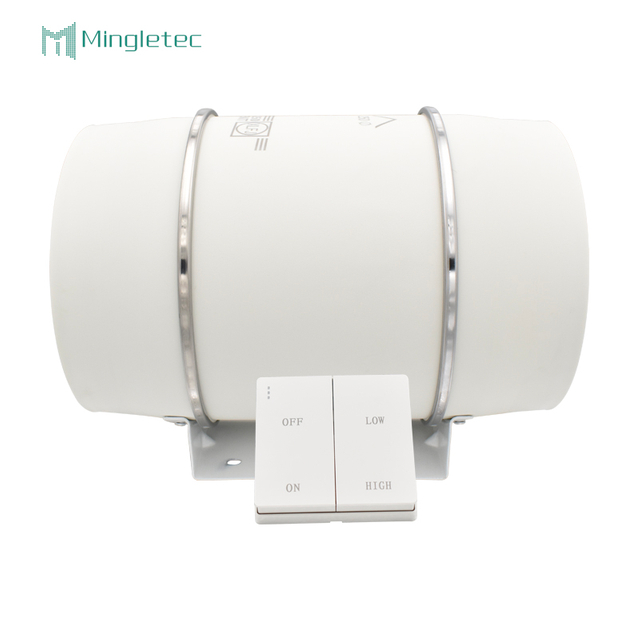 مروحة قناة مضمنة مثبتة على الحائط مقاس 6 بوصات منخفضة الضوضاء مع وحدة تحكم في السرعة