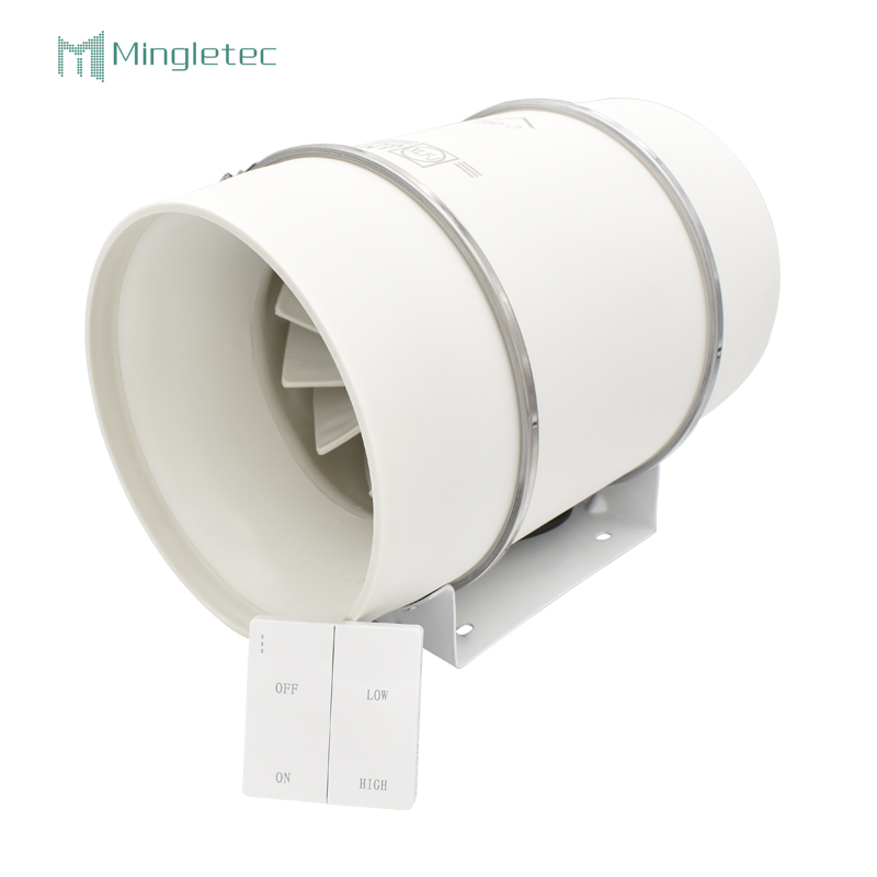 مروحة قناة مضمنة مثبتة على الحائط مقاس 6 بوصات منخفضة الضوضاء مع وحدة تحكم في السرعة