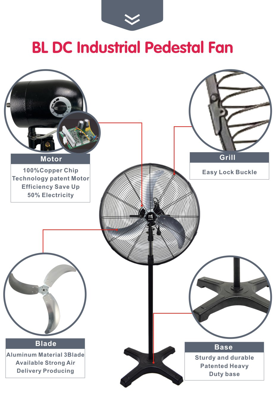 تفاصيل منتج MFJ مع 3 شفرات من الألومنيوم